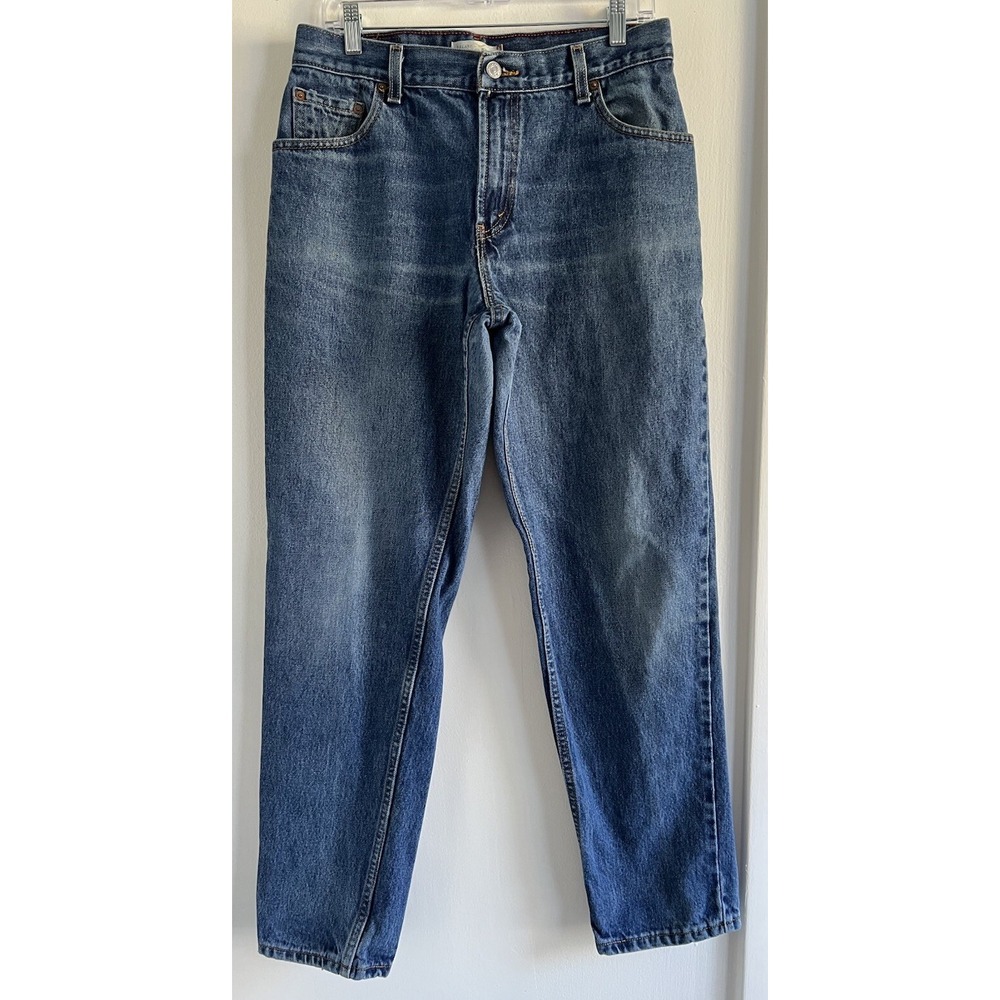Levi's 550 Tapered‎ Denim Jeans Women's Size 12 Medium Wash Levi's Button Logo